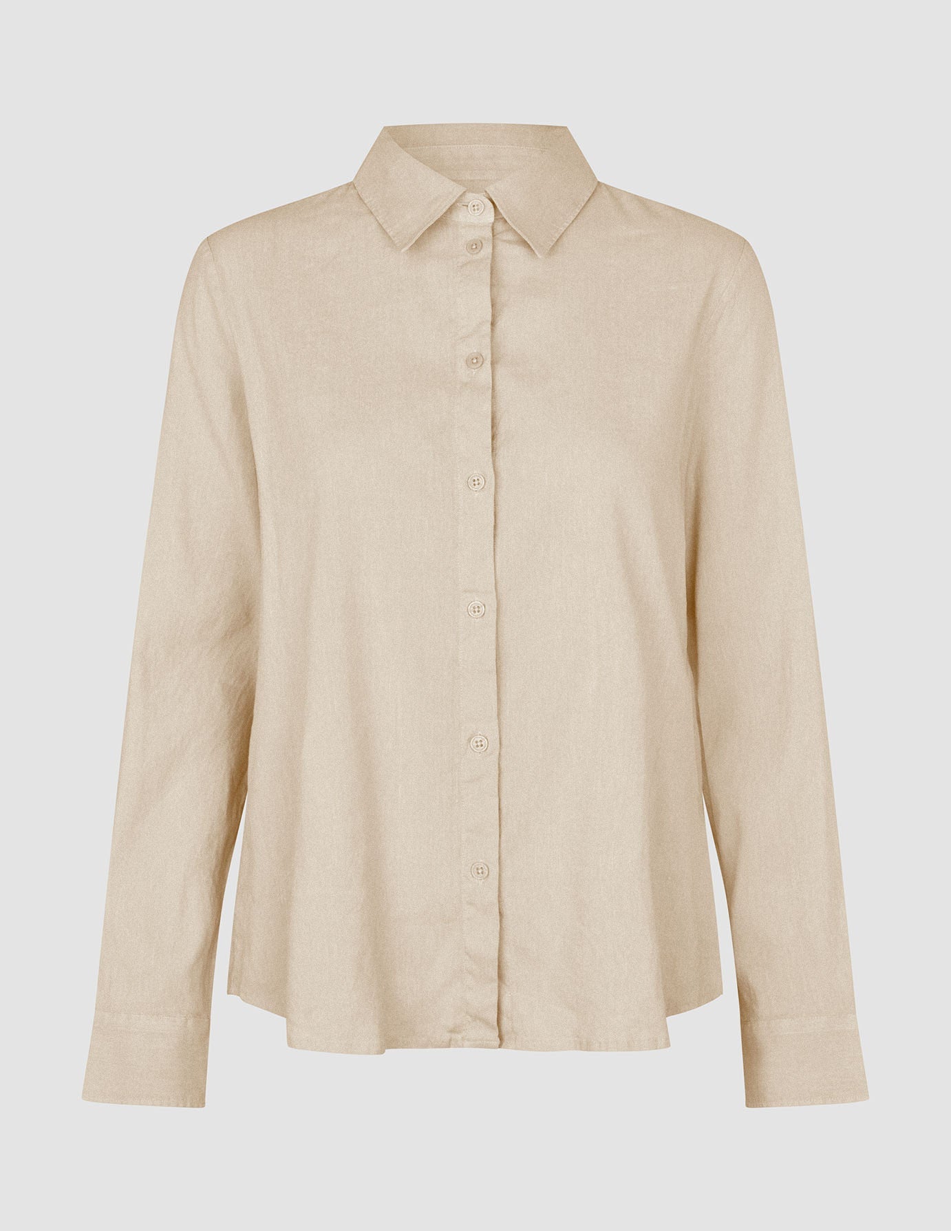 Linen Set Sandy Beige Long Sleeved Shirt & Relaxed Shorts
